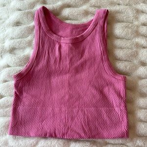 Pink Cropped High Neck Top